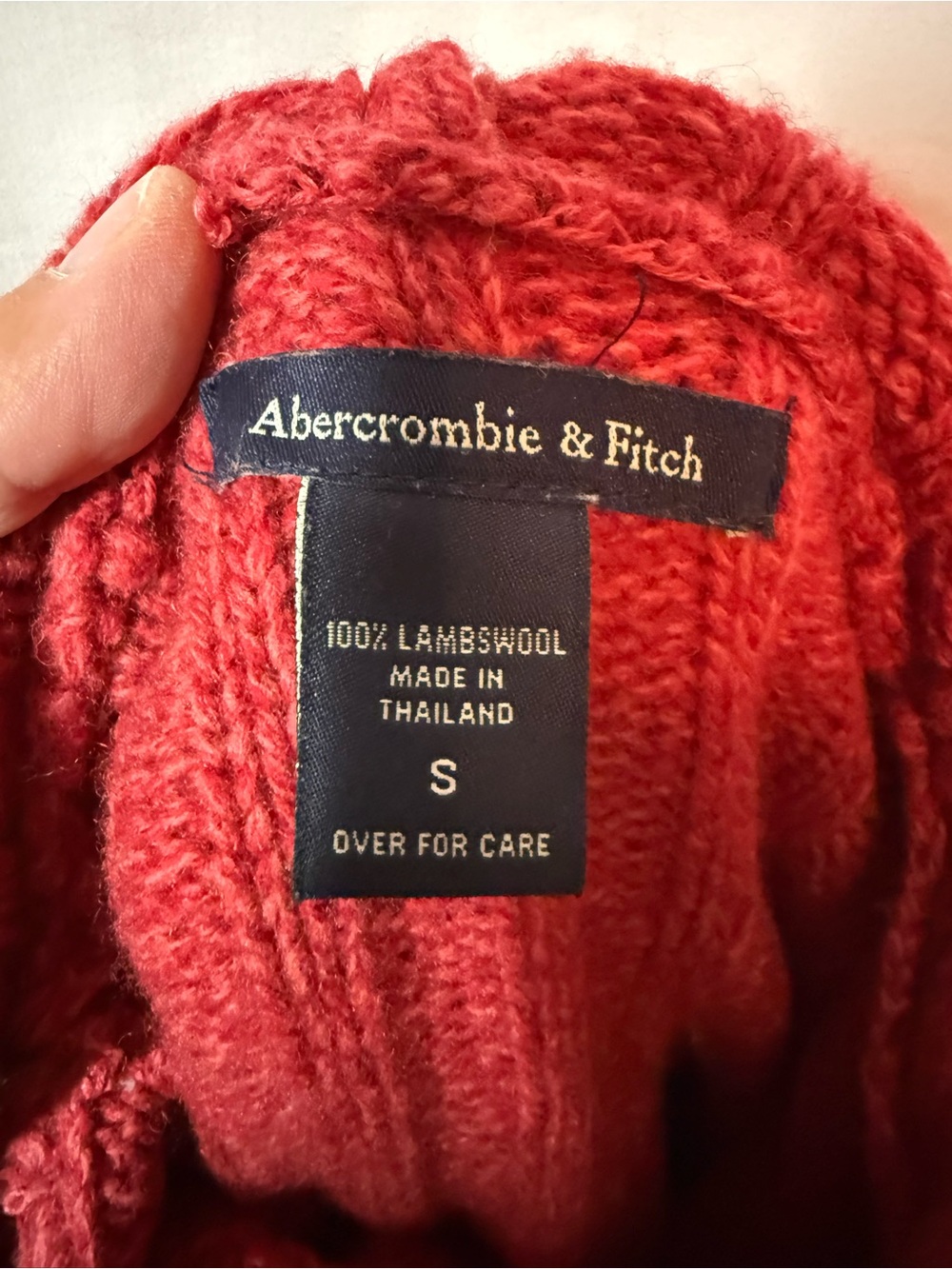 Abercrombie & Fitch Vintage Lambswool Hoodie Sweater Red Ribbed Knit Size S - Picture 5 of 6